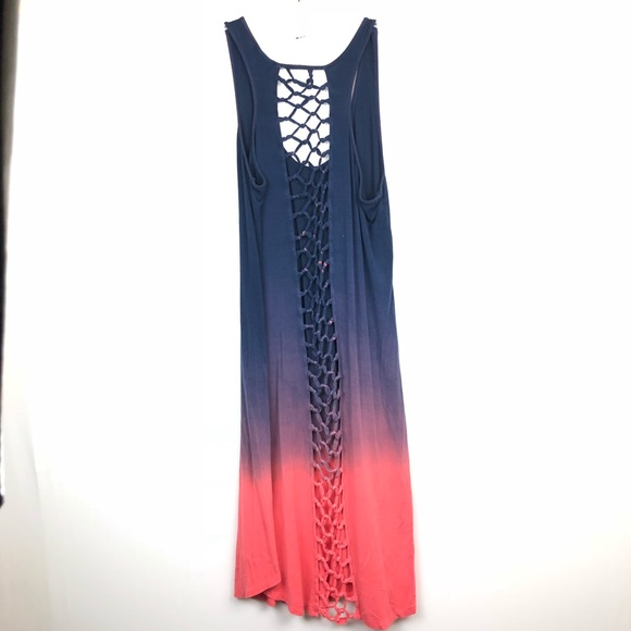 Coverup Dress Ombré dipdye Tied Back boho hippy - Picture 2 of 6